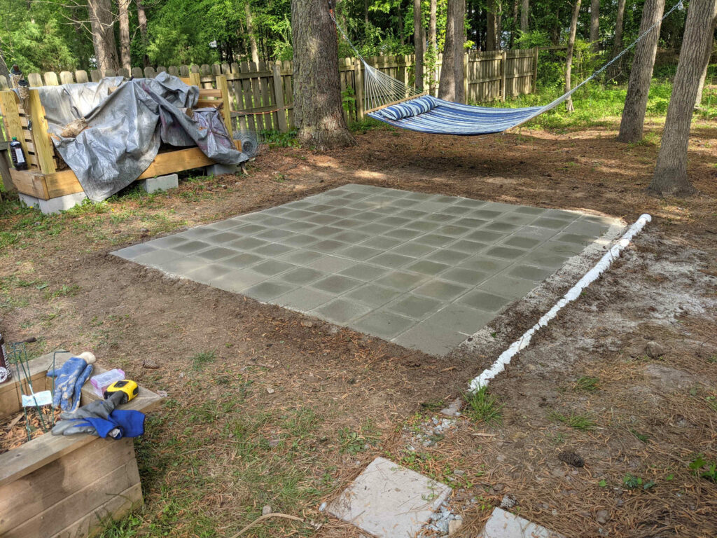 Fresh Paver Patio - Paint Covered Overalls - Durham North Carolina