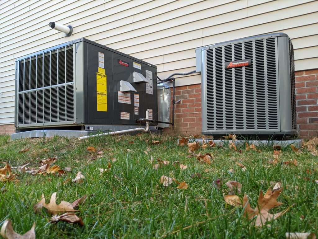 These are the two different types of HVAC system configurations: Package System (left) and Split System (right).